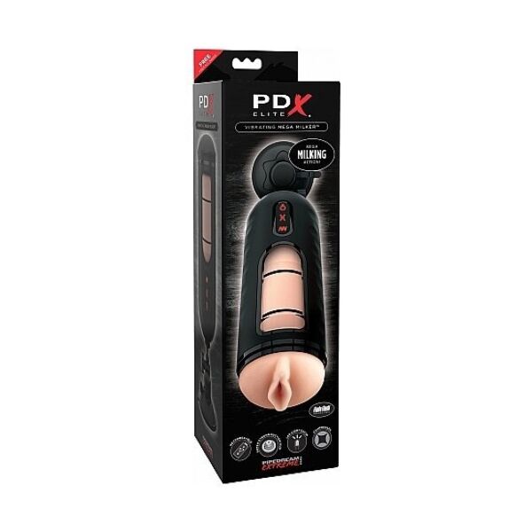 Masturbador PDX Elite Mega Milker de Pipedream, con compresión automática, ventana transparente y ventosa