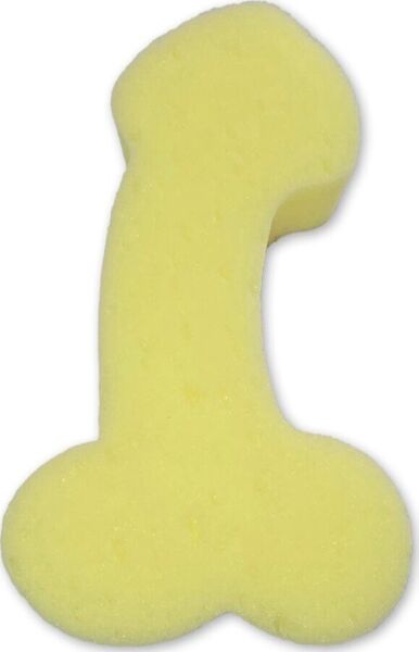 Esponja de baño Diablo Picante amarilla con forma de pene
