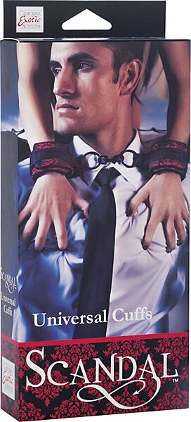 Esposas rojas CalExotics Scandal Universal Cuffs con cierres tipo velcro y anillas
