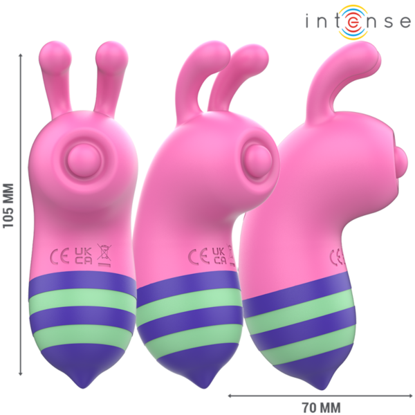 Vibrador de clítoris Intense Willie con forma de abeja, en rosa y verde
