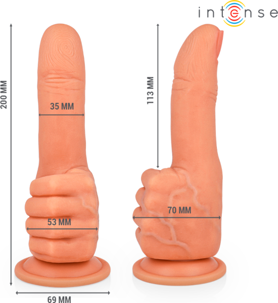 Dildo Intense Bender con forma de mano y base con ventosa