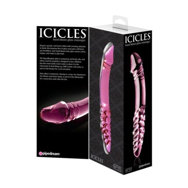 Masajeador de cristal Pipedream Icicles N. 57, de doble cara