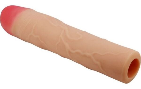 Funda de pene con extensión Pretty Love BI-026257, color carne, con venas y glande marcado