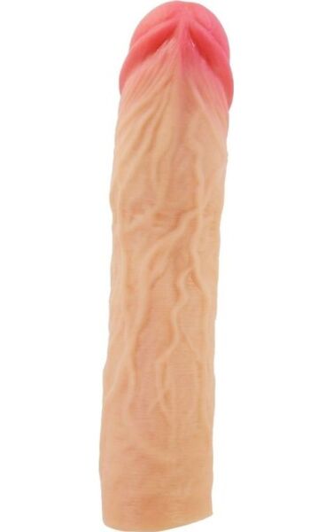 Funda para pene con extensión Pretty Love BI-026269, con venas en relieve y cabeza abultada