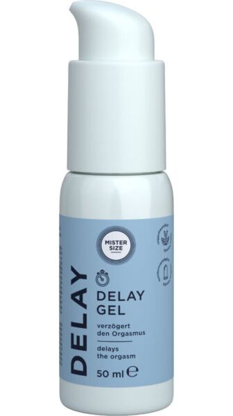Bote con dosificador del gel retardante Mister Size Delay Gel 50 ml