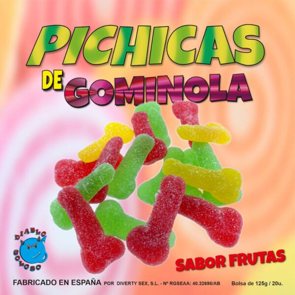 Caja de Gominolas de pene Diablo Goloso, caramelos masticables de fruta con forma de pene