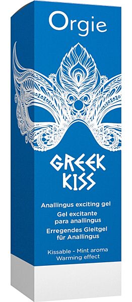 Frasco con dosificador del gel Orgie Greek Kiss de 50 ml