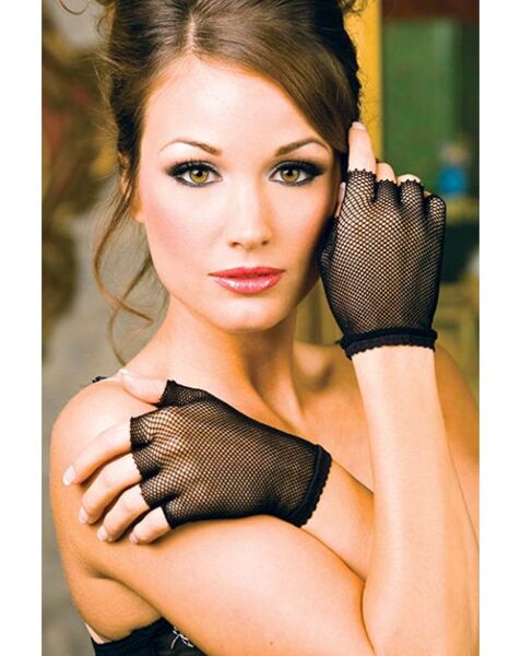 Guantes de red Music Legs, cortos, negros y sin dedos