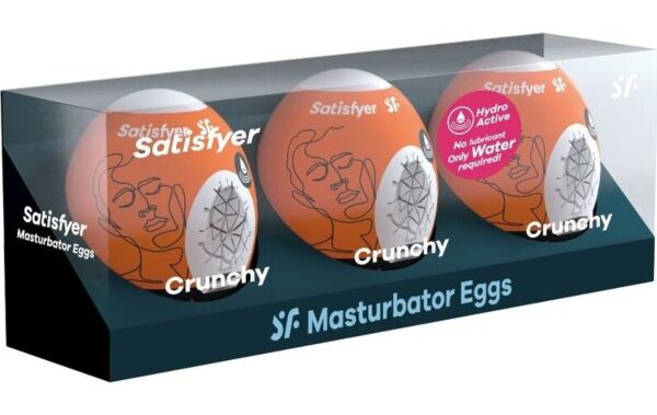 Pack de tres huevos masturbadores Satisfyer Naughty, Savage y Crunchy