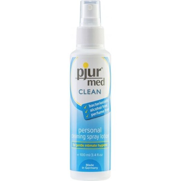 Spray limpiador íntimo pjur med Clean spray en bote de 100 ml