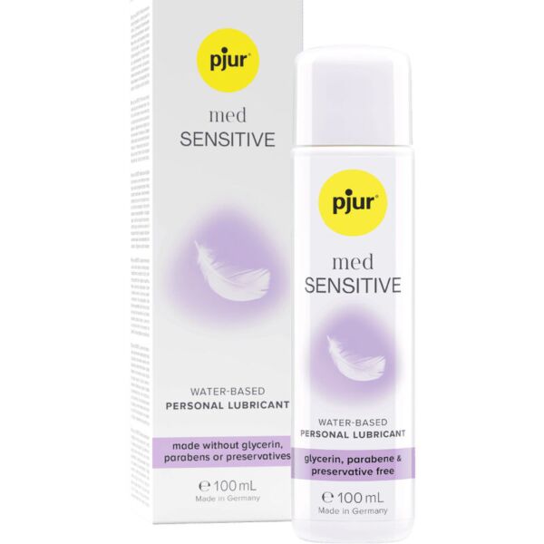 Lubricante de base agua Pjur Med Sensitive Glide en sus formatos de 2 ml y 100 ml