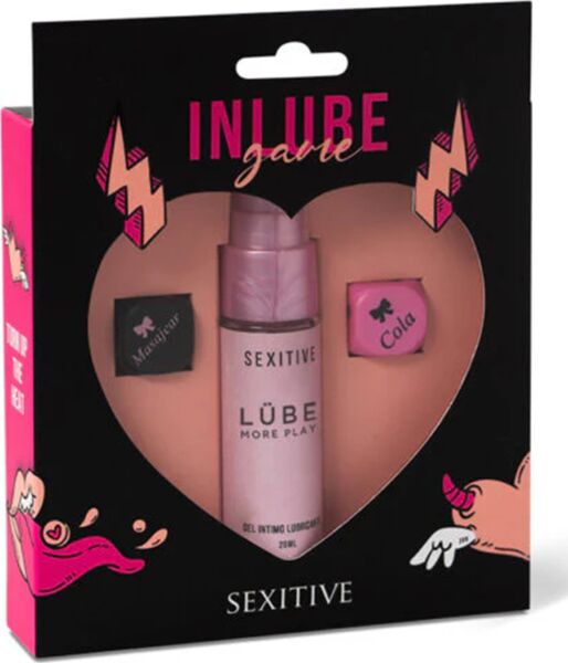 Juego Sexitive Inlube Game con sus dos dados y el gel lubricante