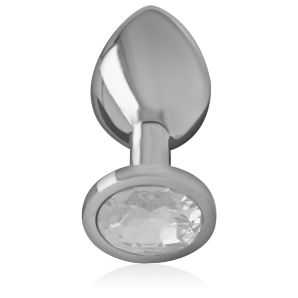 Plug anal Intense Silver Crystal, de metal con una piedra brillante y detalles azules