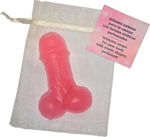 Jabón Diablo Picante de color rosa con forma de pene