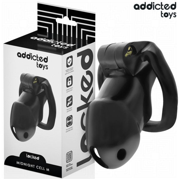 Jaula de castidad Addicted Toys Locked Mindnight Cell con sus anillos y sus llaves