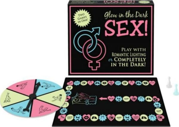 Juego erótico de tablero Kheper Games Glow in the Dark Sex! con su caja