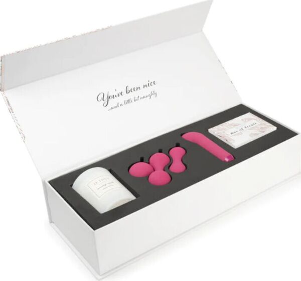 Kit regalo Je Joue Nice & Naughty con la bala vibradora, las bolas Ami, la vela de masaje y la caja de tarjetas