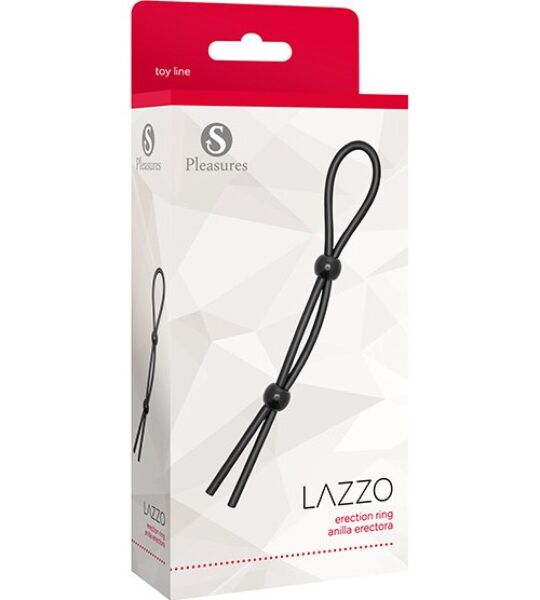 Anillo para el pene S Pleasures Lazzo Ring en color negro, con sus dos bolas de cierre