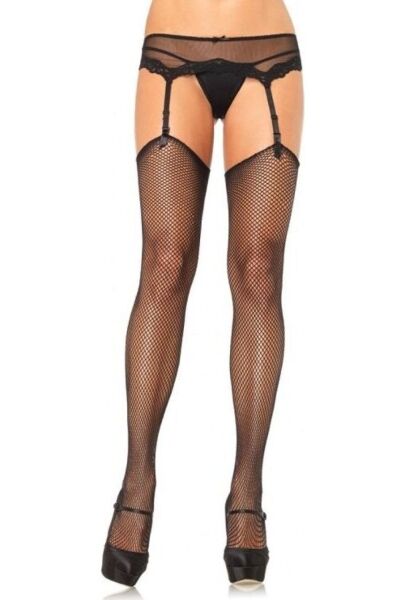Medias de red negras Leg Avenue Elise, hasta el muslo