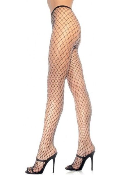 Pantys de rejilla Leg Avenue Xena Diamond Tights en negro, con red ancha de rombo