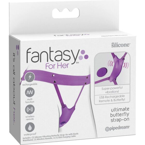 Arnés vibrador Pipedream Ultimate Butterfly Strap-On con pieza curvada y correas ajustables