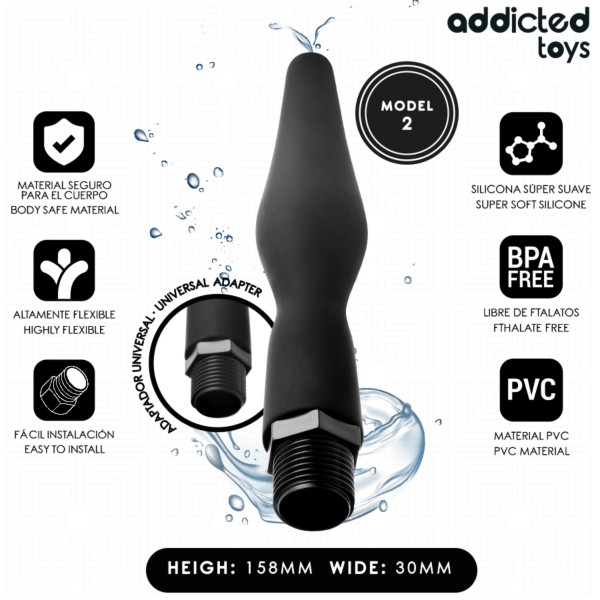 Ducha anal Addicted Toys Modelo 2 con su adaptador universal