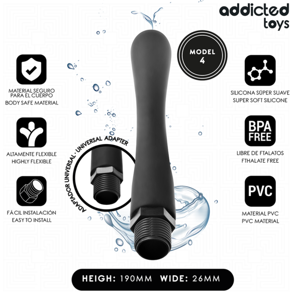 Ducha anal Addicted Toys Modelo 4 con su adaptador universal