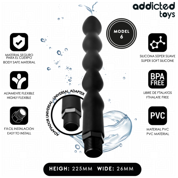 Ducha anal Addicted Toys Modelo 6 con su adaptador universal