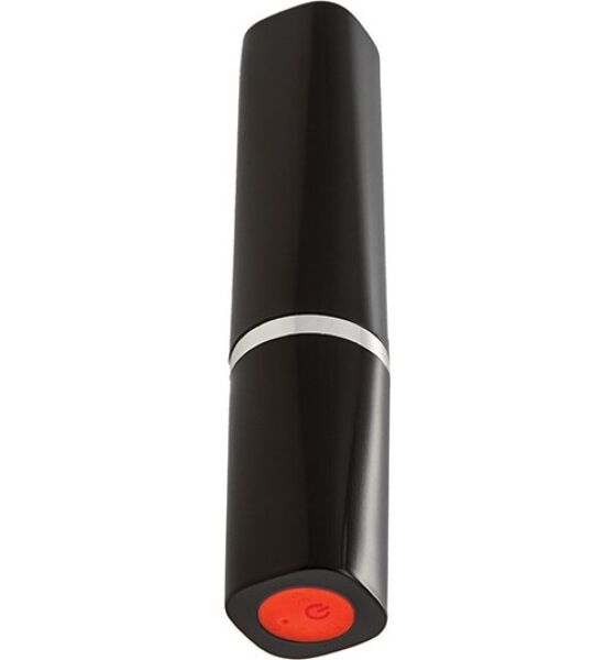 Vibrador pintalabios S Pleasures Lipstick Black/Red con sus capuchones rojos