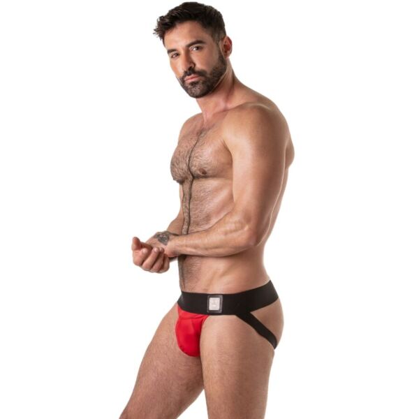 Jockstrap Locker Gear Wide Waistband con su cintura elástica ancha y la placa metálica del logo