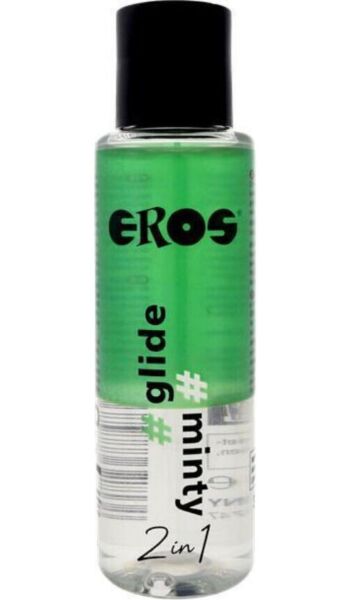 Frasco de 100 ml del lubricante EROS 2 en 1 Glide Minty