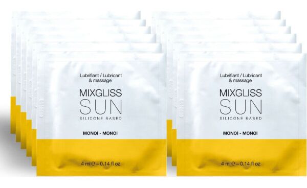Caja de 12 monodosis del lubricante de silicona Mixgliss Sun Monoi