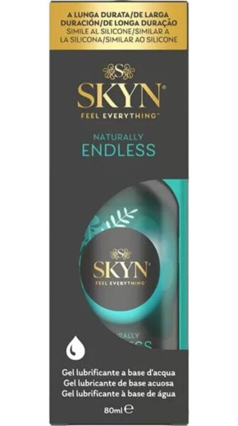 Bote de 80 ml del lubricante SKYN Naturally Endless con dosificador de bomba