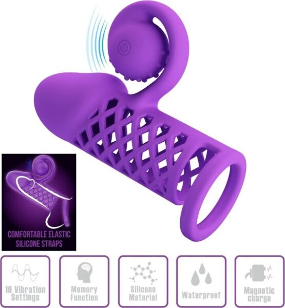 Funda para pene Romance Harden de color morado, con cabeza en espiral