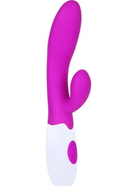 Vibrador rabbit Pretty Love Flirtation Alvis en lila y blanco, con parte insertable y estimulador del clítoris