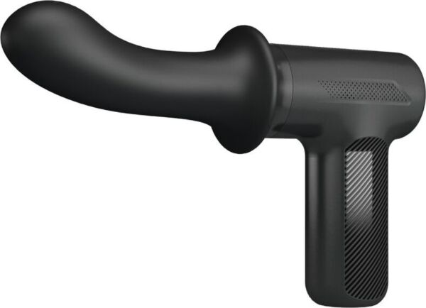Pistola de masaje Pretty Love BW-055029 en negro, con su cabezal de silicona