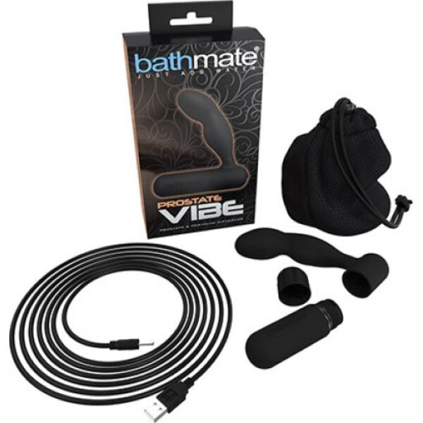 Vibrador prostático Bathmate Prostate Vibe de color negro, con su bala vibradora