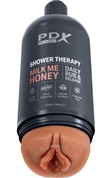 Masturbador PDX Plus Shower Therapy Milk Me Honey con forma de bote de champú