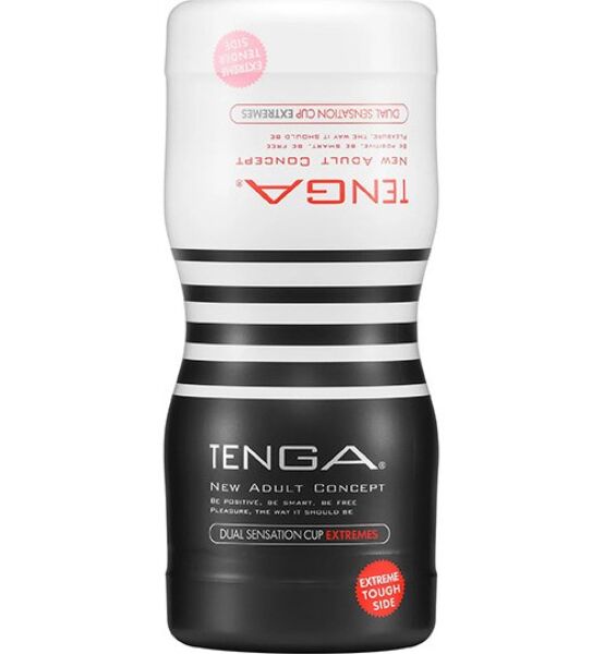 Masturbador Tenga Dual Sensation Cup Extremes, copa de dos lados en blanco y negro