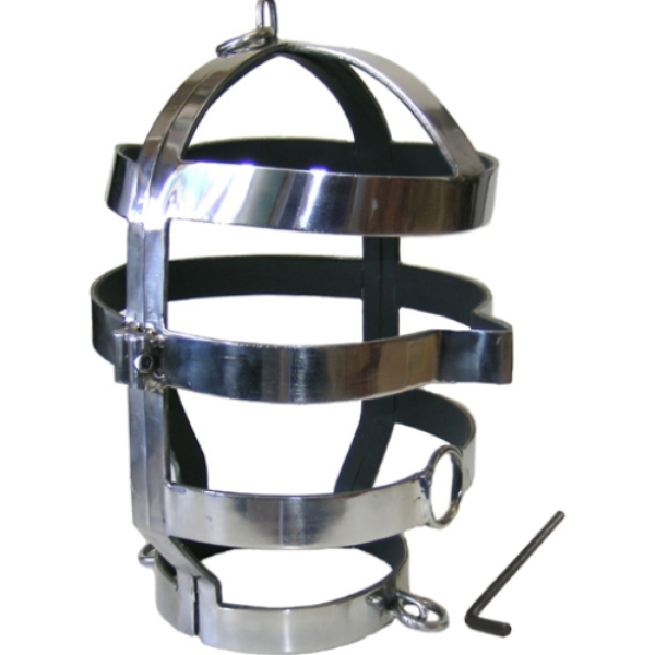 Máscara BDSM Metal Hard Mask with Steel Necklace con su collar