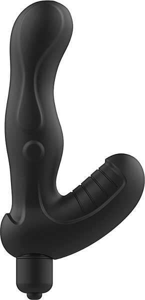 Vibrador de próstata Addicted Toys Anal Massager, con su eje curvado y la base con relieves