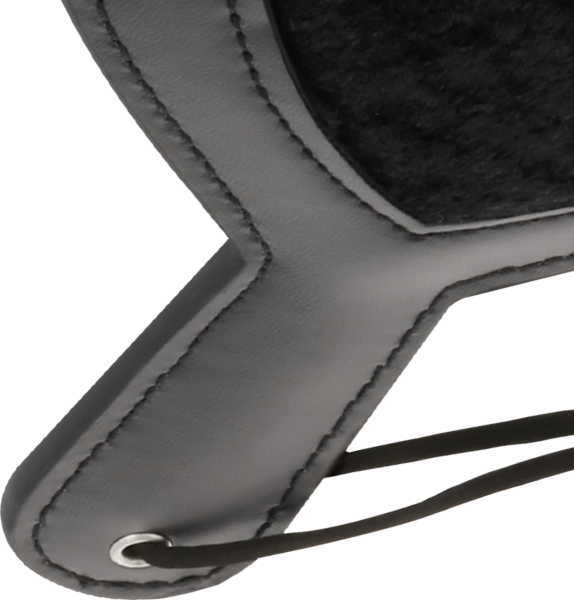 Pala BDSM Darkness Black Fetish Love Velor Paddle, negra con costuras negras y pinchos