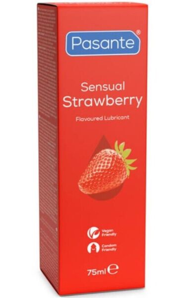 Envase de lubricante Pasante Sensual Strawberry de 75 ml con sabor a fresa
