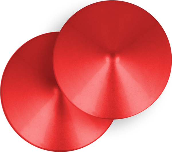 Pezoneras Ohmama Fetish Red Circle, redondas y rojas con textura metálica