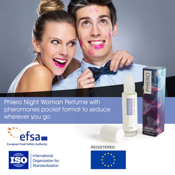 Perfume con feromonas Phiero Night Woman de 500Cosmetics, en formato roll-on de 10 ml