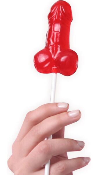 Expositor de Piruletas Secret Play Fresa 40 unidades con forma de pene