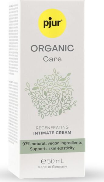 Frasco de la crema íntima pjur Organic Care 50 ml con dosificador airless