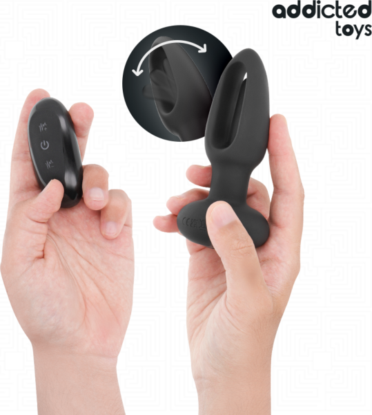 Plug anal Addicted Toys con lengua vibradora y su mando inalámbrico