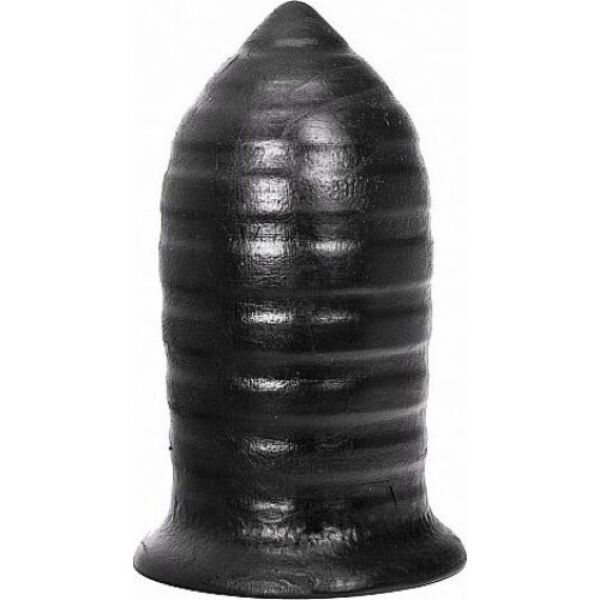 Plug anal All Black AB85 Thrill, negro y con la superficie acanalada