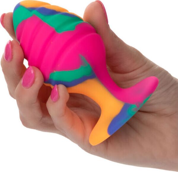 Plug anal CalExotics Cheeky Large Swirl con estampado tie-dye y base de ventosa